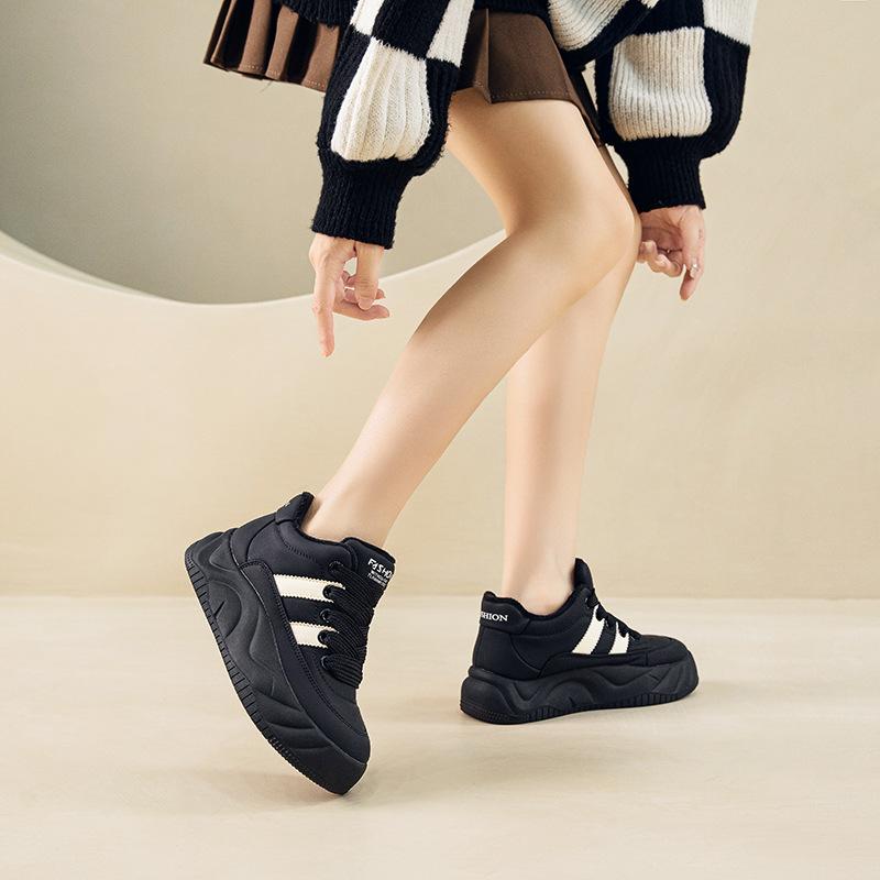 Leder High-Top Schuhe Herbst und Winter Neu Samt Plateau Brot Schuhe Warm Super Trend Freizeit Schuhe