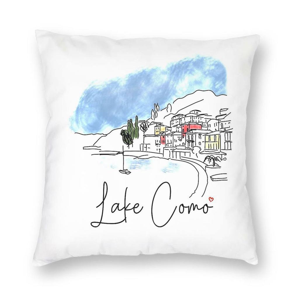 Lake Como Lario Lake Italy Pillowcase Polyester Linen Velvet Printed Zip Decor Home Cushion Case