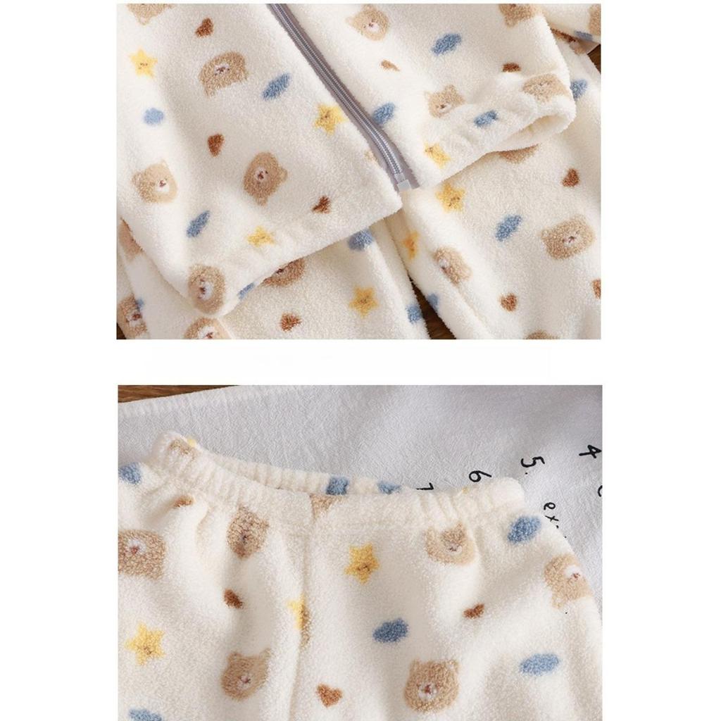 Plyšová, Zesílená Sada, Dětská, Domácí Oblečení, Teplá Sada, Dětské Oblečení, Dvoudílná Sada