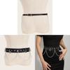 Black Chain Punk Belt Women Hip-hop Lace Patchwork Fashion Matching Dress Jacket Decoration Waist Seal