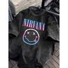 Nirvana Rock Band Maglietta Lavata Vintage Uomo Donna Estate Abbigliamento in Cotone Hip Hop Moda Girocollo Manica Corta Top Unisex