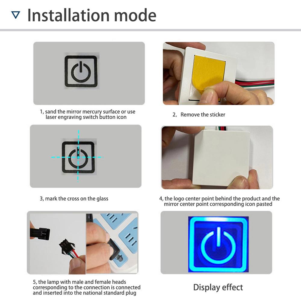 Mirror Lamp Touch Sensor Dimmer 5-24V LED Control Module Isolated Touch Switch for Bathroom Mirror Adjustable Brightness