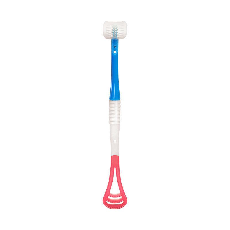 Brosse à dents multifonctionnelle à trois faces pour enfants, cheveux doux, bébé de 2-6-12 ans, soins buccaux en forme de U, nettoyage, grattoir à langue