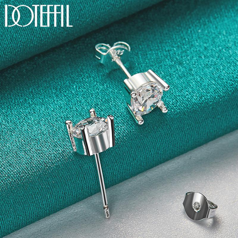 Pendientes redondos románticos de circonita AAA, regalo de plata, joyería de moda