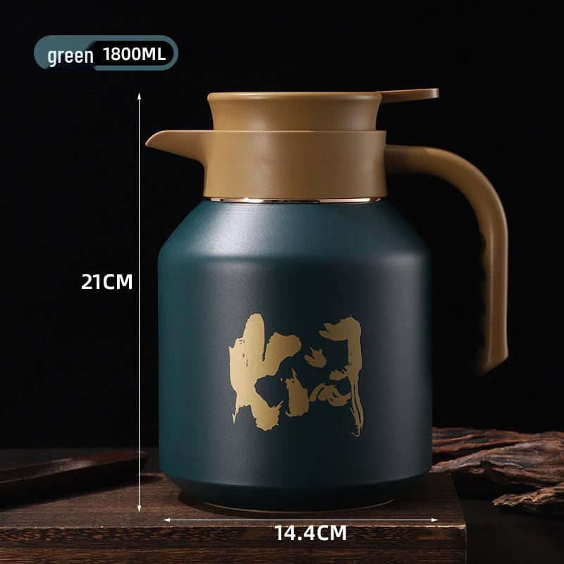 Large Capacity Moka Pot - 316 Stainless Steel, Double-Layer Insulation, Tea/Water Separation, Old White with Handle