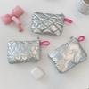 Silver Lingge Bow Pattern Coin Purses Small Canvas Coin Wallet Lady Girls Earphone Coin Key Money Storage Bag Zipper Pouch