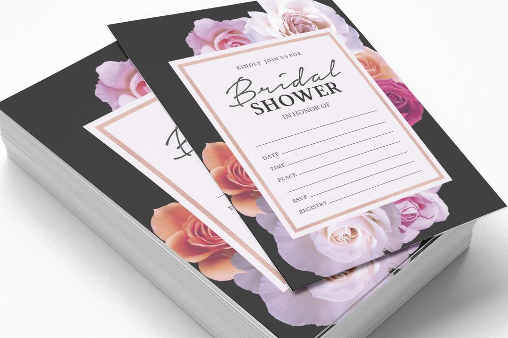 Inkdotpot 30A  FloralA  Fill-In Style Bridal Shower Invitations Wedding Blank