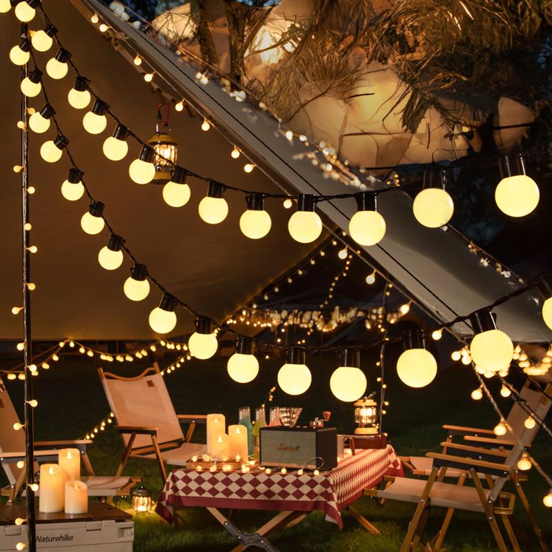 Outdoor Waterproof LED Ball Bulb String Lights with Solar Power