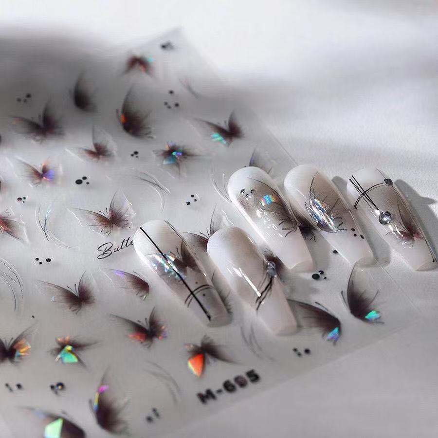 

Shell Light Butterfly Nail Art Sticker Relief Three-dimensional Fairy Butterfly Super Fairy Little Butterfly Nail Sticker White