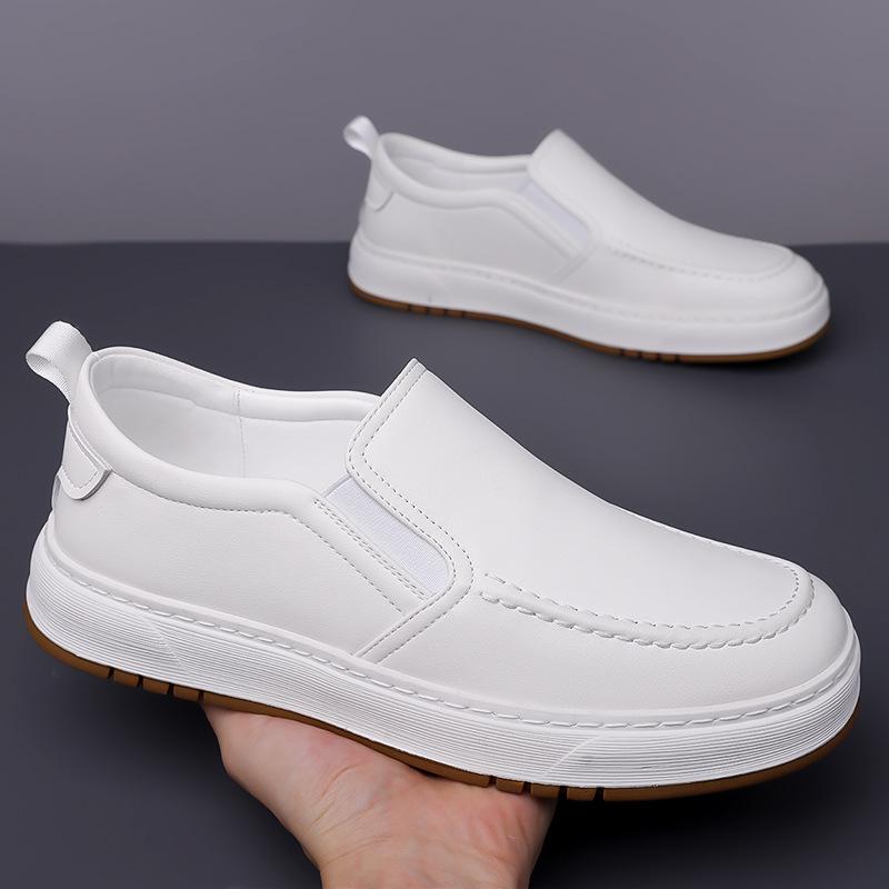Casual Leather Shoes Men's Thick-soled Attendance Breathable Formal Wear Business Men's Loafers, White Shoes, Men's Doudou Shoes
