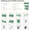 3 Tier Rolling Storage Cart With Drawers Rolling Utility Cart With Drawers,Room Decor,Bathroom Decor,Rolling Utility Cart Rolli