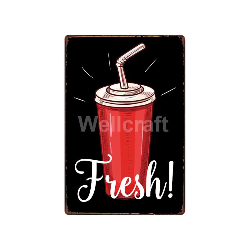 [ WellCraft ] Fast Food Hot Dog Ice Cream Pizza Coffee Metal Sign Wall Plate Pub Bar Vintage Painting Personality Decor LT-1723