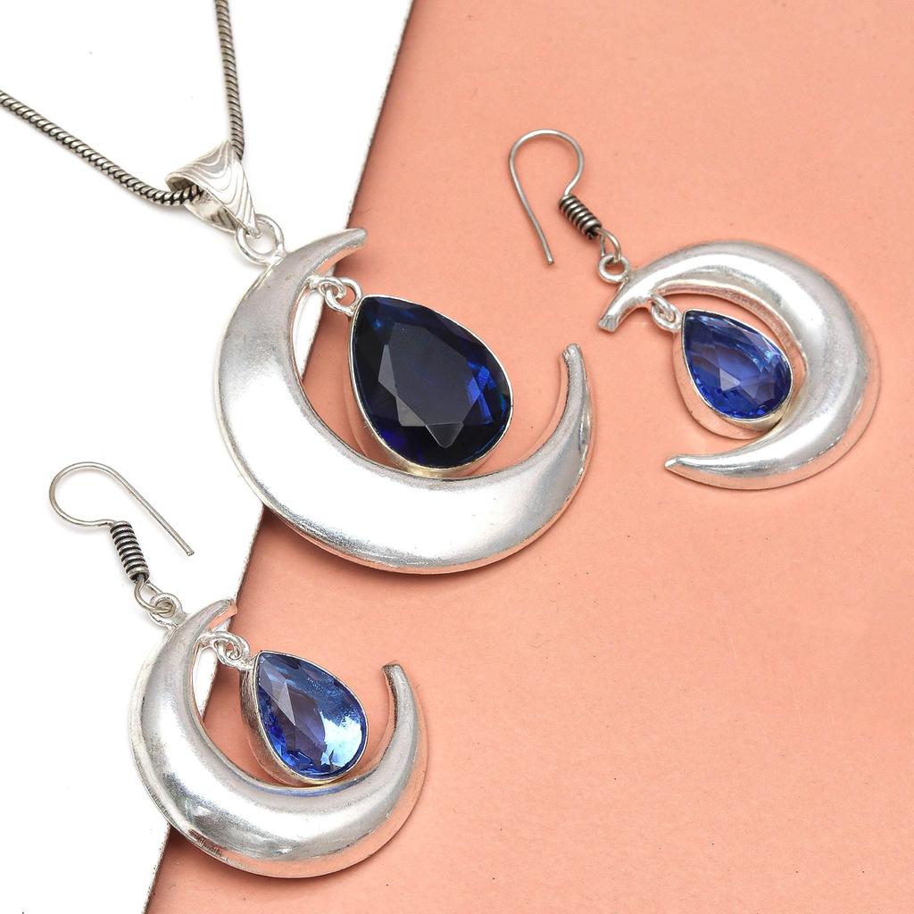Tanzanite Set Jewelry Quartz  Gemstone Pendant 18-20'' Necklace