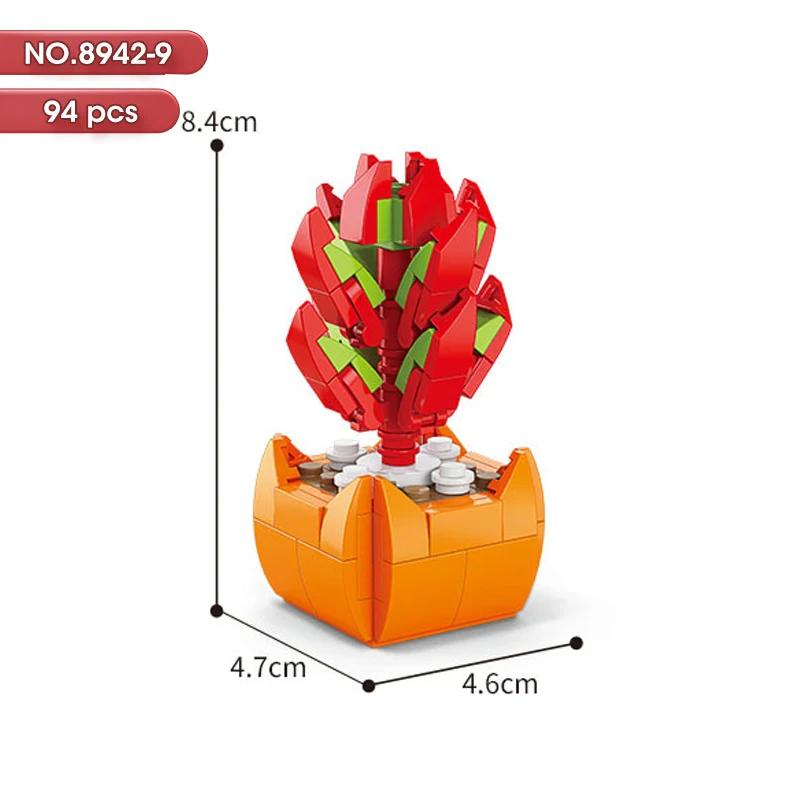 New Flowers Succulents Building Blocks Everlasting Bonsai Tree Gardens Romantic Girls Bricks Potted Plants Hot Model Kids Toys