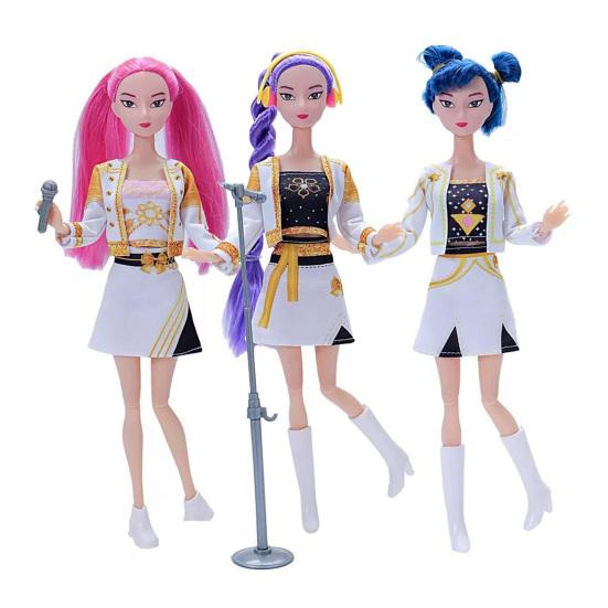3Pcs K-pop Fashion Doll with 9 Movable Joints Dynamic Pose Doll Collectible Action Figure with Unique Style