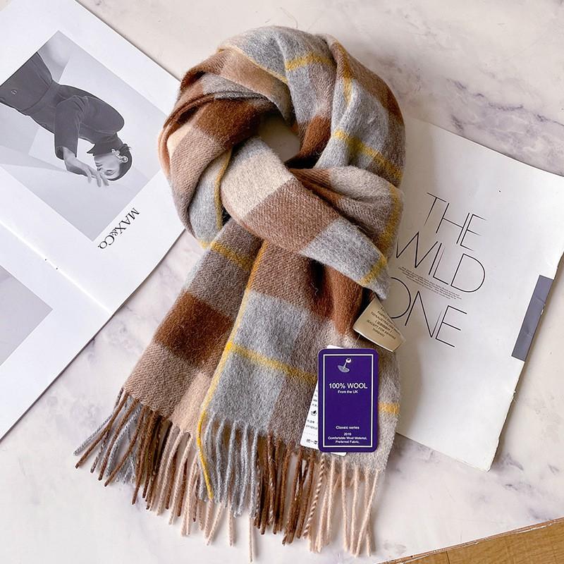 100% Wolle Karierter Schal Herren Damen Paar Warm Kaschmir-Mischung Karriert Winter Halswärmer