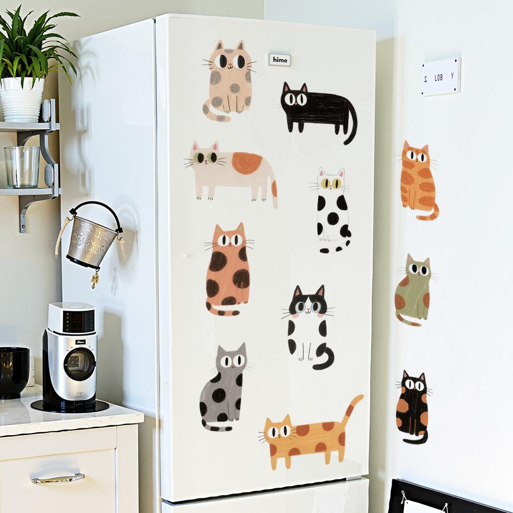 Cute Cat Wall Stickers for Kids Room Removable Self Adhesive Animal Wall Decor Cartoon Kitty Nursery Decals