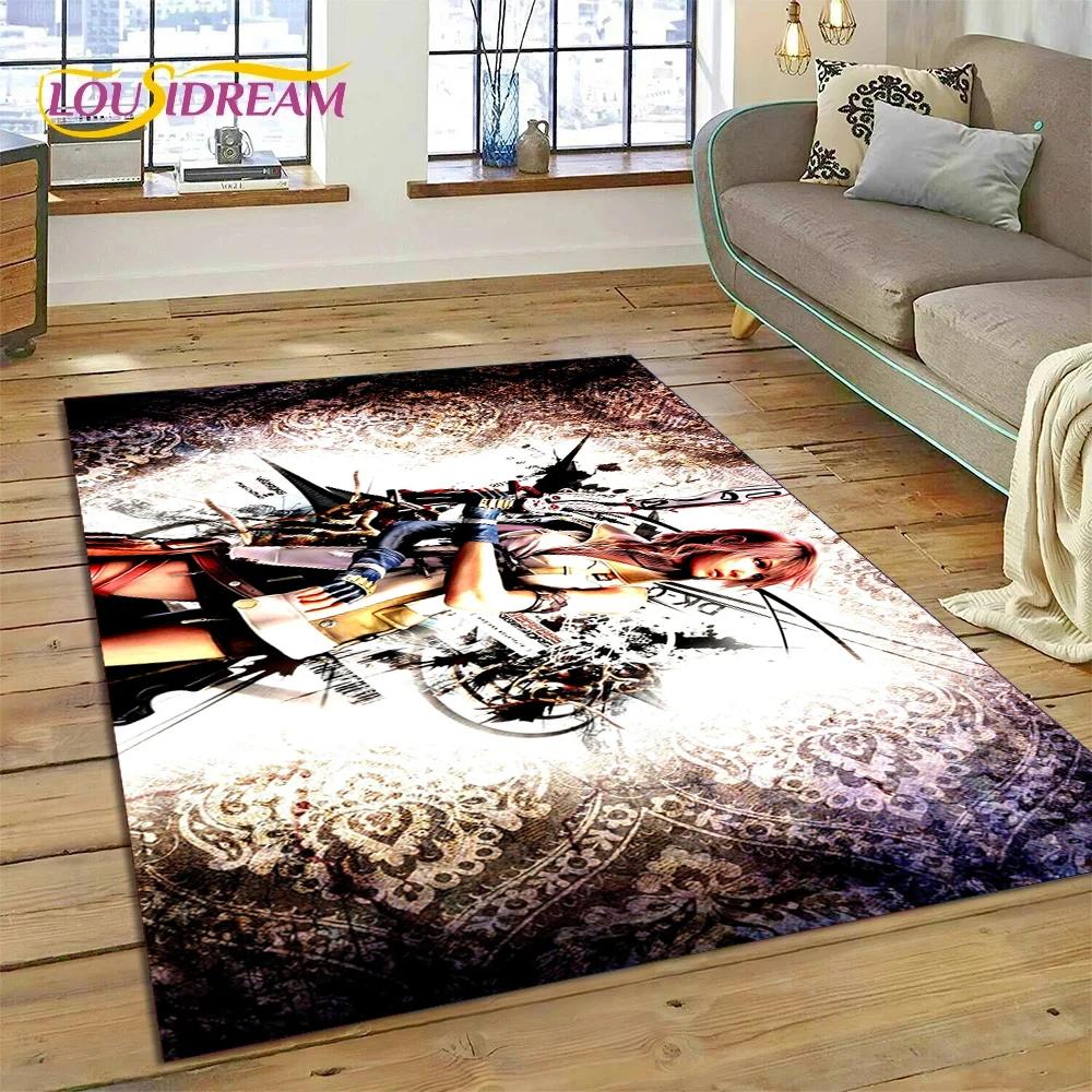 Final Fantasy Serie Spiele Cartoon Teppich für Wohnzimmer Schlafzimmer Heimdekoration, Bodentuch Rutschfest Dekoration für Sofa Fußmatte
