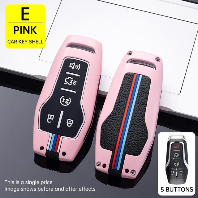 Zinc Alloy Pink Car Key Case Cover Fob Shell for Ford Fusion Mustang F150 Edge Explorer Lincoln MKZ MKC MKX Car Accessories