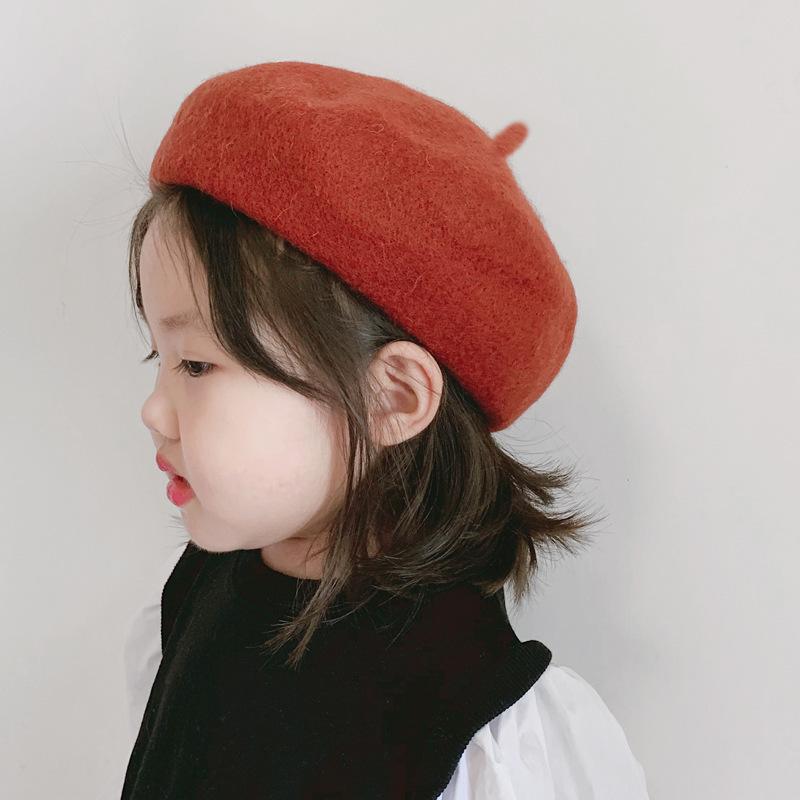 Autumn Winter Baby Girls Beret Hat Korean Warm Wool Hats for Kids Solid Color Toddler Infant Beanie Classic Children Accessories
