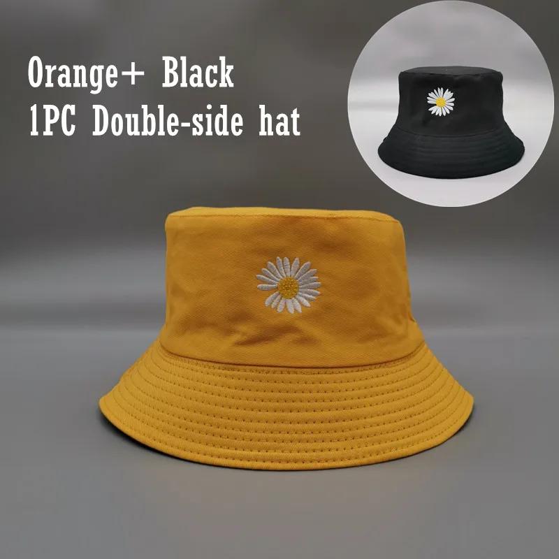 

Двусторонняя кепка, однотонная шляпа-ведро для мужчин и женщин, двусторонняя шляпа-рыбак, летняя кепка-панама для рыбалки, Gorros 56-58CM чёрный/оранжевый