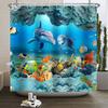 Underwater World Ocean Shower Curtain for Bathroom Seabed Animals Sea Turtle Dolphin Fish Waterproof Bathroom Curtain With Hooks