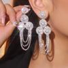 Design Long Diamond Earrings Women, Fashionable Versatile Shiny Rhinestone Stud Earrings and Ear Jewelry