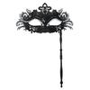 Fancy Dress Party Eyewear Mask Metal Handheld Stick Half Face Venetian Masque Rhinestones Women Mask Prom Ball Masquerade