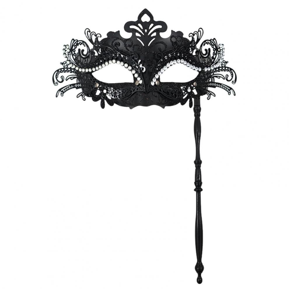 Fancy Dress Party Eyewear Mask Metal Handheld Stick Half Face Venetian Masque Rhinestones Women Mask Prom Ball Masquerade