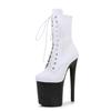 Fashion 20cm Popular Sexy Hate Sky High Boots Women's Bright Snake Pattern Thin Heeled Low Boots Super High Heeled Pole Dancing Shoes