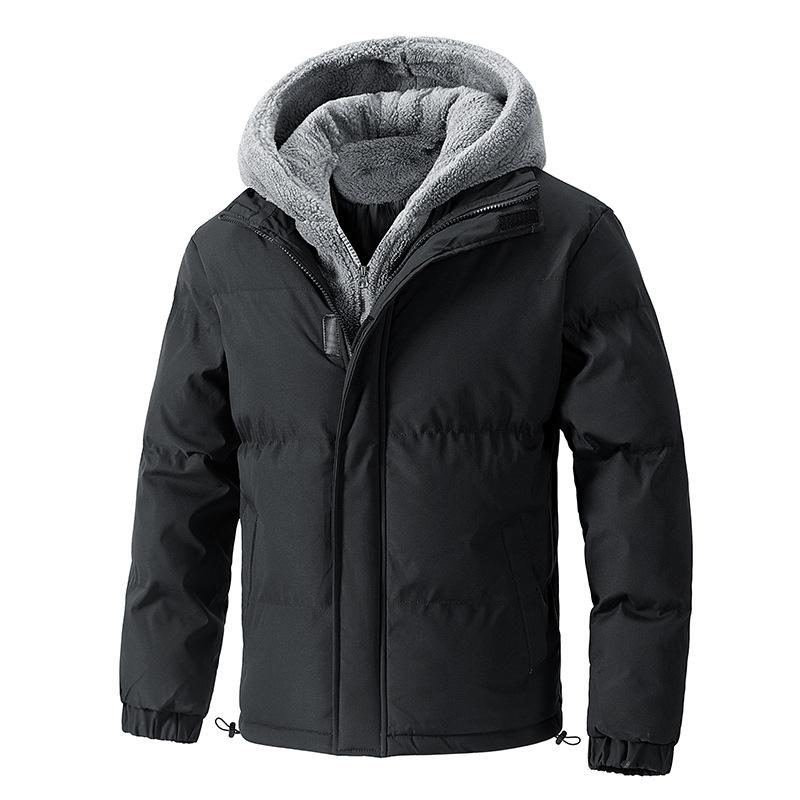 Fake Two-piece Cotton Clothing Men's Winter Loose Thickened Shaker Short Cotton Jacket Hooded Cotton Coat Jacket Trend Fashion Casual Jacket