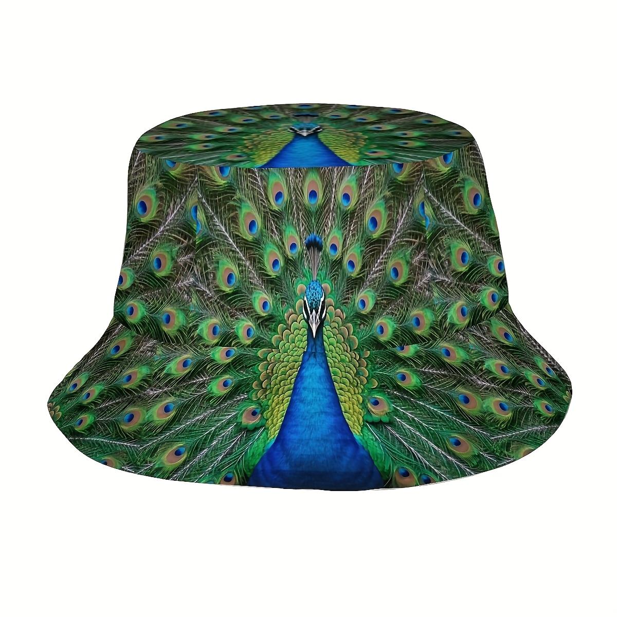 

Vibrant Peacock Tail Print Fisherman Hat Stylish All-Over Design for Men Women Casual Outdoor Wear Perfect for Holidays Birthday One Size