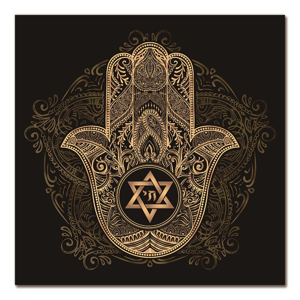 Gold and Black Mandala Lotus Art Canvas Painting on The Wall Posters Prints Religion Wall Art Pictures for Living Room Decor
