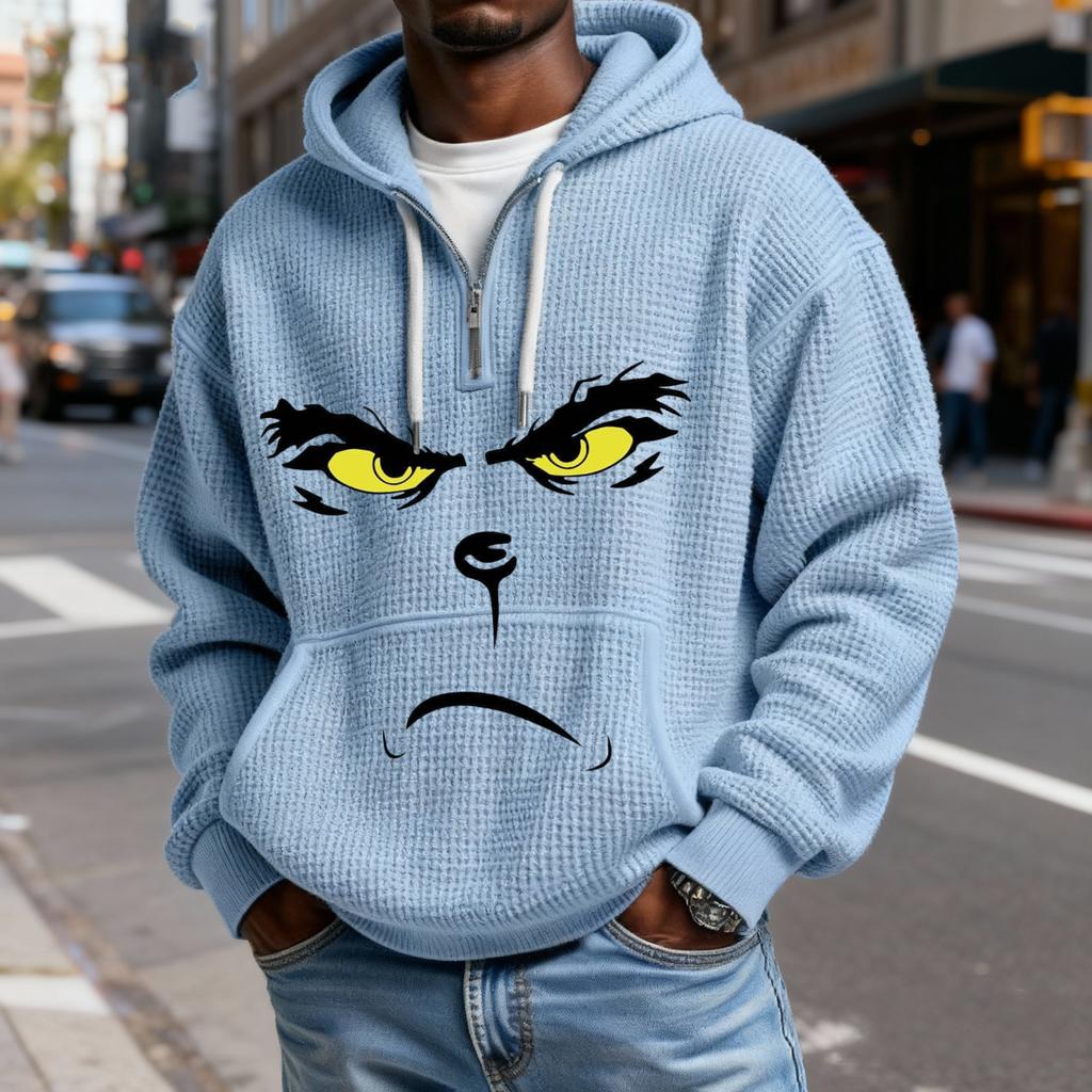 Mokaloha Men's Casual Solid Color  Zipper Long Sleeve Hooded Sweatshirt, Everyday Zipper Casual Long Sleeve T-Shirt