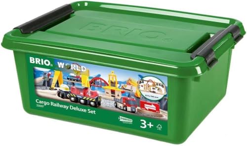 BRIO WORLD Cargo Rail Deluxe Set [54 Pieces] for Ages 3+ (Electric Train, Wooden Train, Rail) 33097