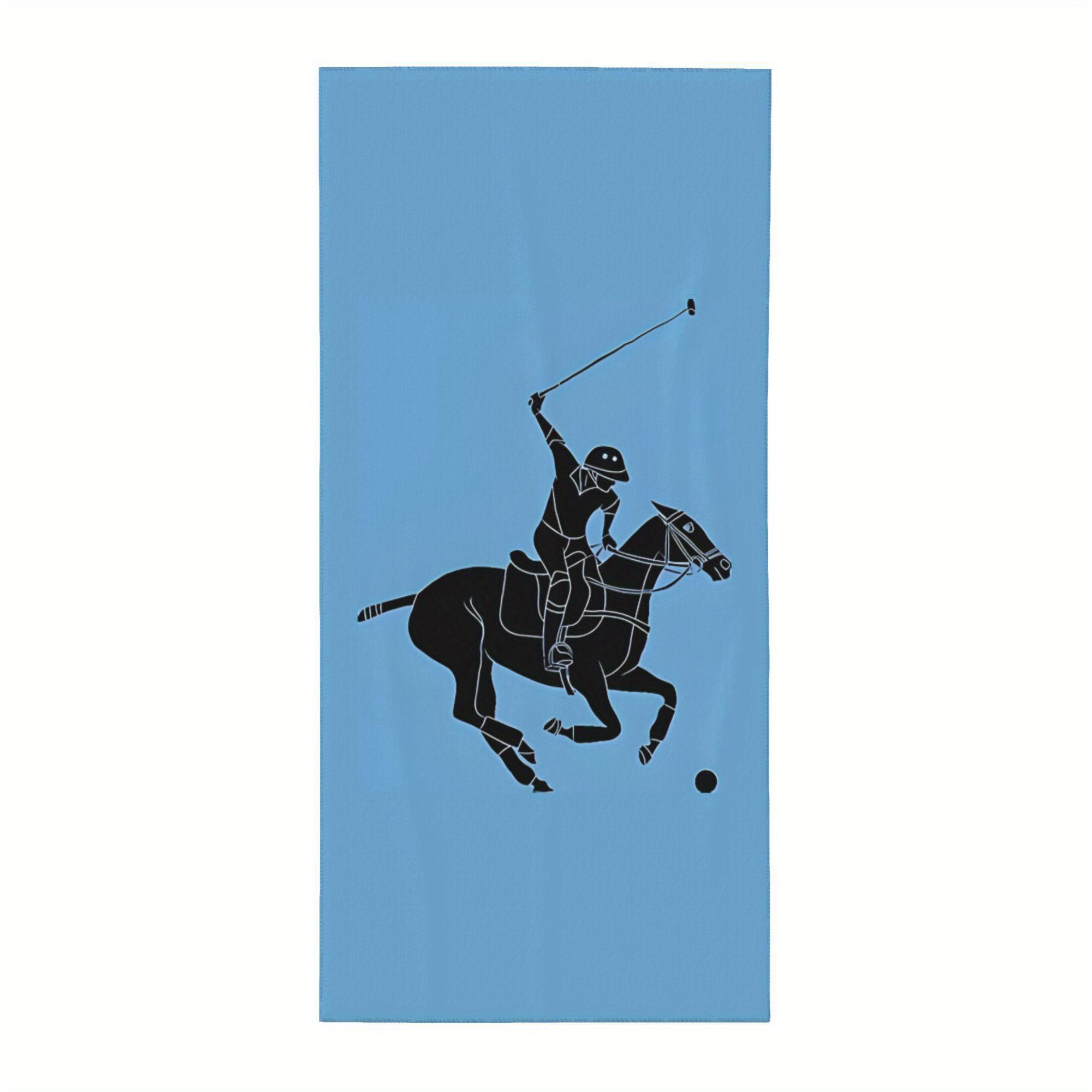 1PC Black Equestrian Golf Rider Silhouette Soft Polyester Towel, Ideal for Summer Travel Shower Daily Use W40*H60(CM)