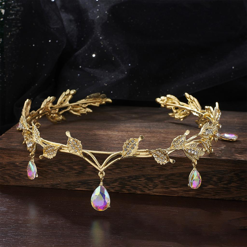 Vintage Forehead Pendant Rhinestone Tiara Headband for Weddings and Proms with Crystal Beads Formal Occasion Props