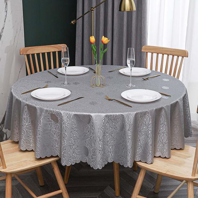Table Cloth Round Pu Waterproof Antifouling Oil -Proof Wedding Tablecloth For Table Print With Lace Table Cover For Dining Table