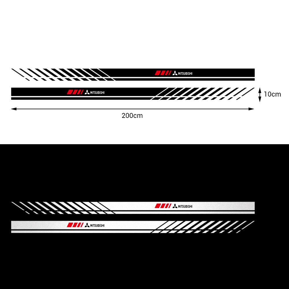 cwznhv1 2PCS Fashion Car Side Body Stripe Stickers Racing Sport Decals For Mitsubishi Lancer ASX Eclipse Cross Space Star Galant Montero