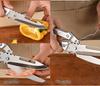 Multifunctional Kitchen Shears: Sharp Chicken Bone Scissors, Convertible Fruit Knife, and Auto-Rebound Scissors.