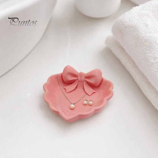 Small Item Storage Tray 3D Printed Bow Jewelry Tray, Heart Shape Ring Dish, Entryway Table Trays, Delicate Decorative Trinket Organizer for