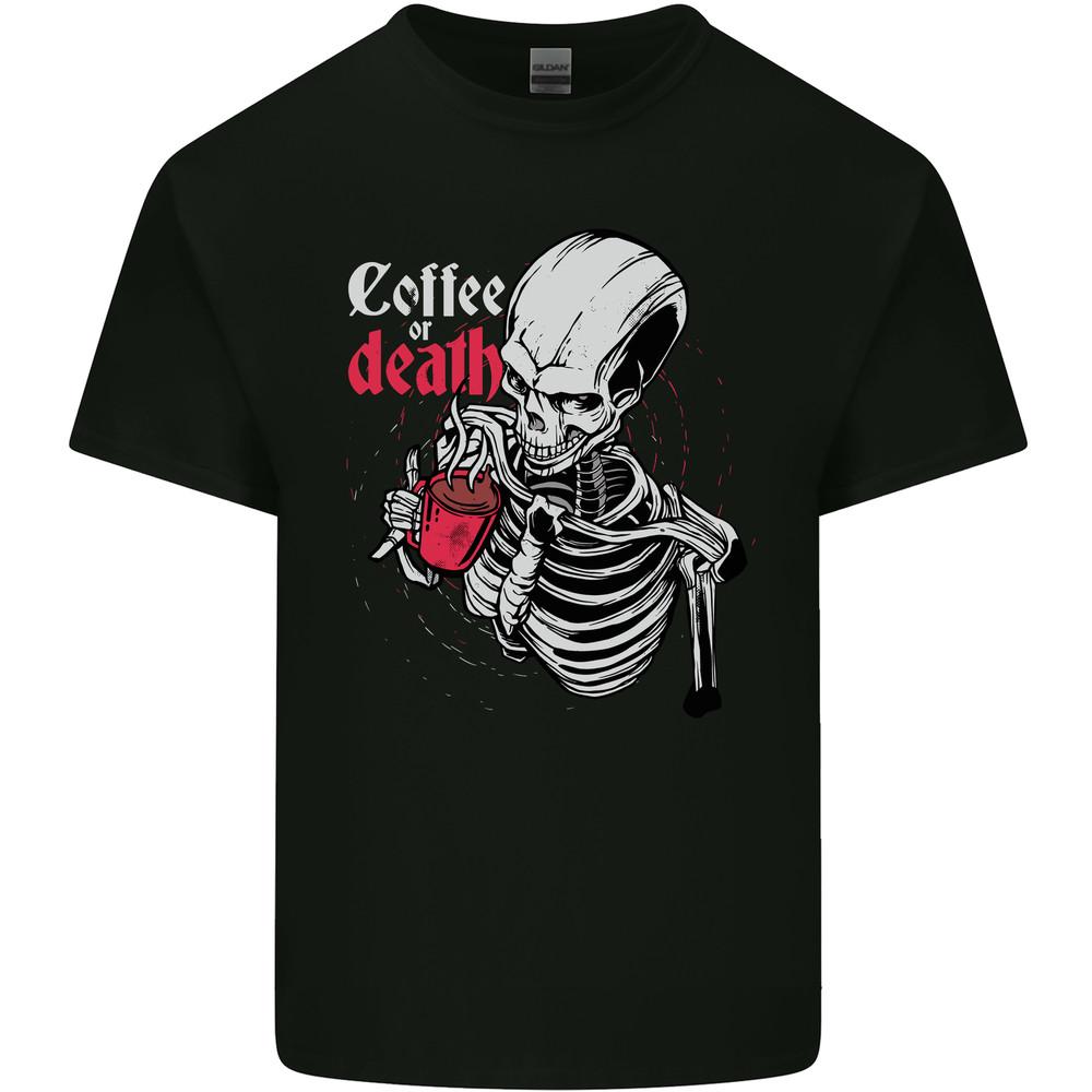 Coffee or Death Skull Mens Light Cotton T-Shirt Unisex T-Shirt