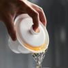 1pc Sheep Fat Jade White Porcelain Gaiwan, Filtered Tea Bowl, Anti Scalding Design, Single Ceramic Tea Cup, Kung Fu Tea Set