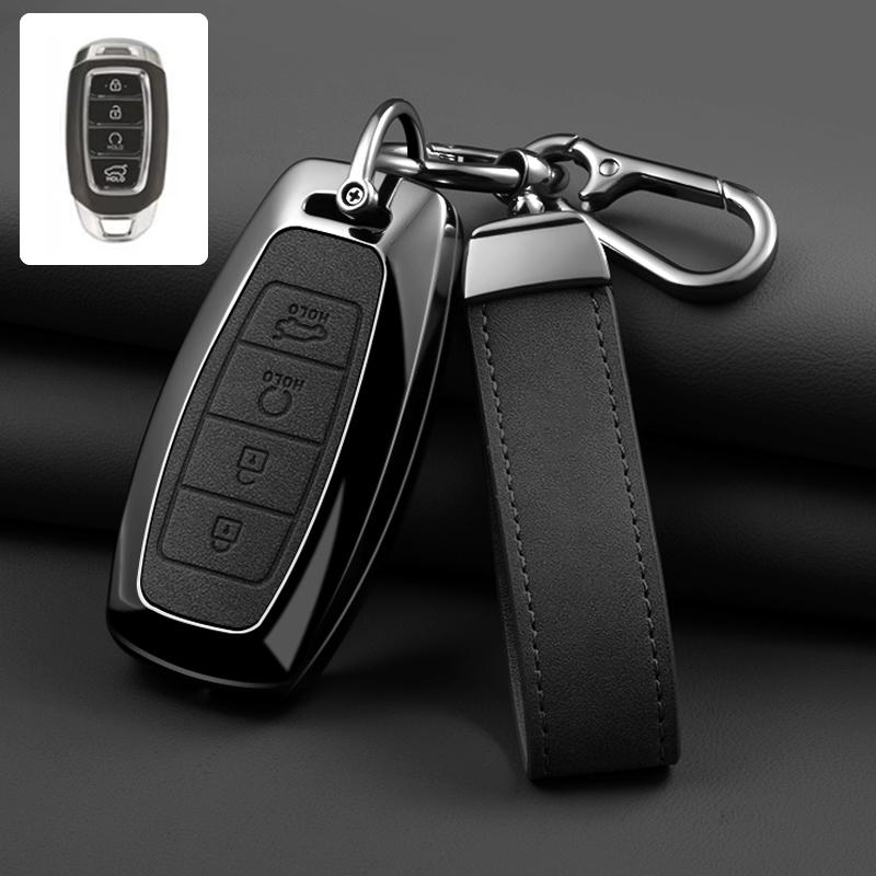 3/4/5 Button Zinc Alloy Leather Car Key Cover For Modern I30 Ix35 Kona Encino Solaris Azera Grandeur Ig Accent Santa Fe Palisade