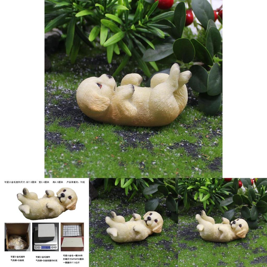 Resin Adorable Golden Retriever Figurine Micro Landscape Decor For Birthday Gifts