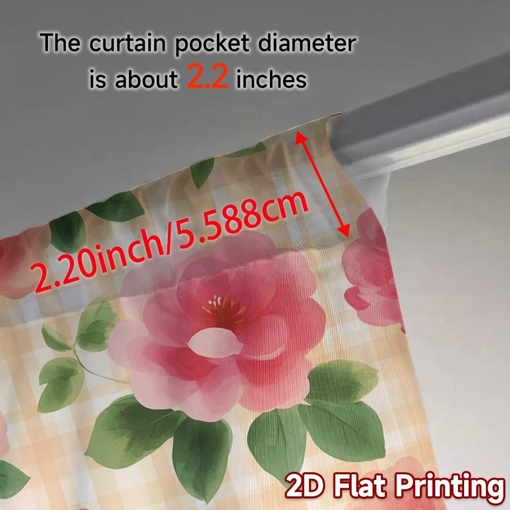 2D FLAT PRINTING 2pcs Curtains (Without Rod) Floral Pink Rose Design April Fools is Day Festival Creative Curtains Semi-Sheer