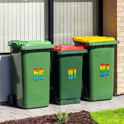 Barevné samolepky na popelnice Velké samolepky s čísly na odpadkové koše Samolepicí 0-9 Výška 17,5 cm Pro odpadkové koše Poštovní schránky Garáže