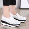 Genuine Leather Wedges Heels Shoes Fashion 5cm Platform Shoes Women Non-slip Walking Loafers