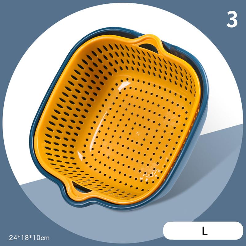 Küchenablaufkorb 6-teiliges Set Doppellagiger Haushaltsgemüsewaschkorb Multifunktionales Obstbecken aus Kunststoff