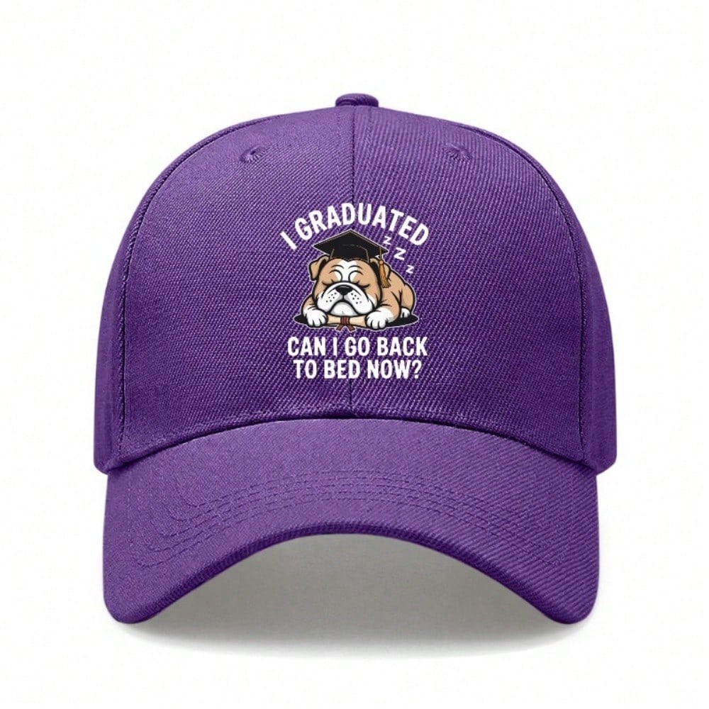 [Graduation Baseball Cap] Unisex Funny "I GRADUATED CAN I GO BACK TO BED NOW?" Print Adjustable Breathable Lightweight Casual Daily Wear - Novelty